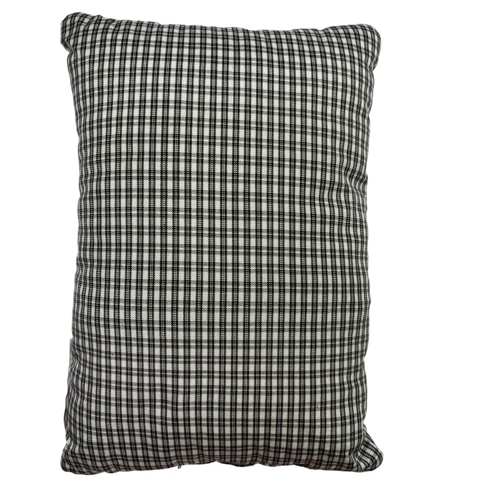 Happy St Patricks Day Decor Pillow Shamrock Basket Gingham Check Green Black